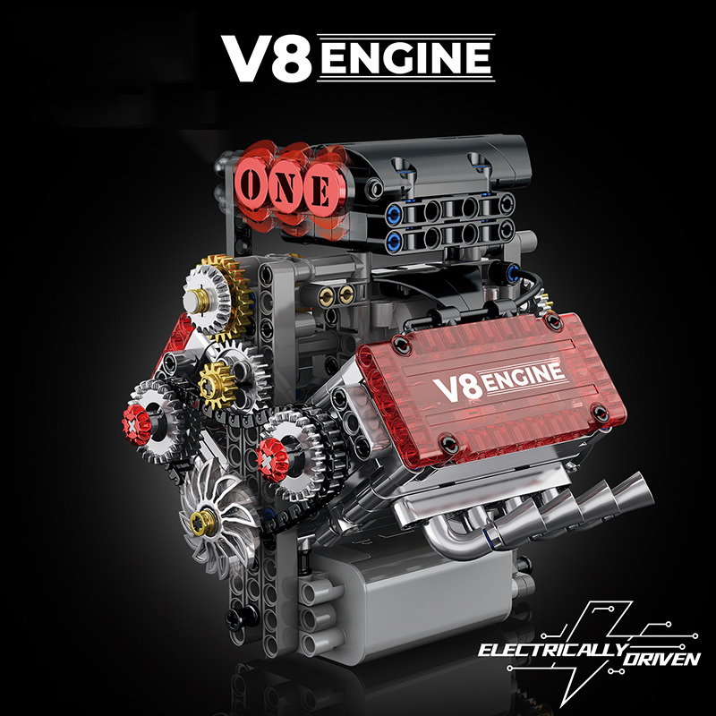 Watch V8 - Brick V8 Engine Motorized Simulation Model