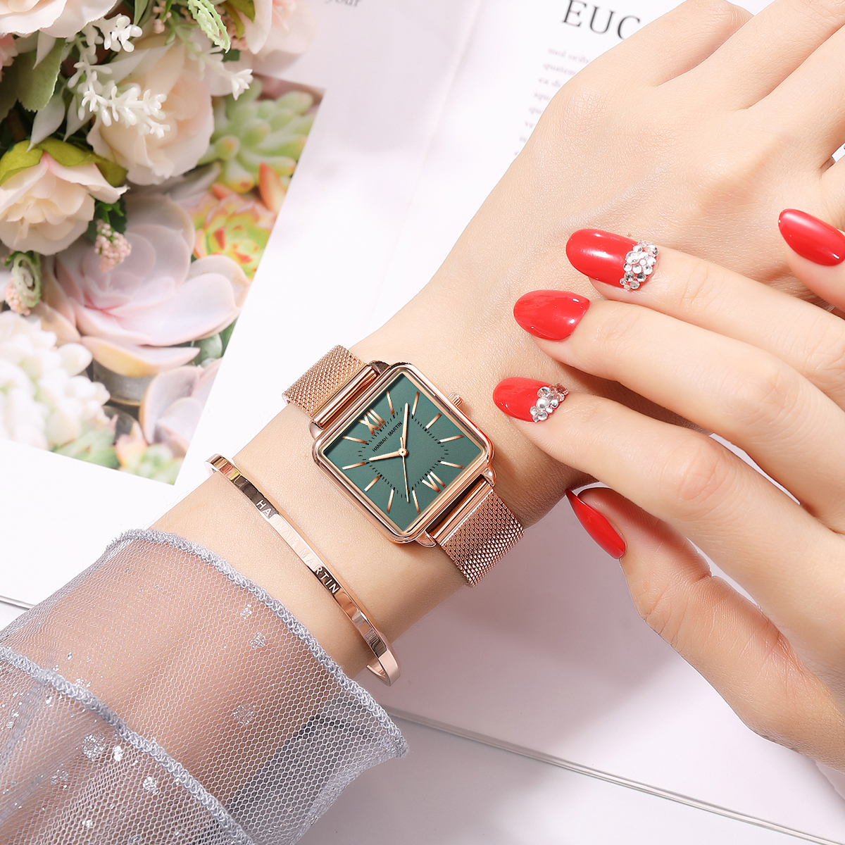 Ladies Square High Quality Sta - Mesh Stainless Strap ulasan dan harga