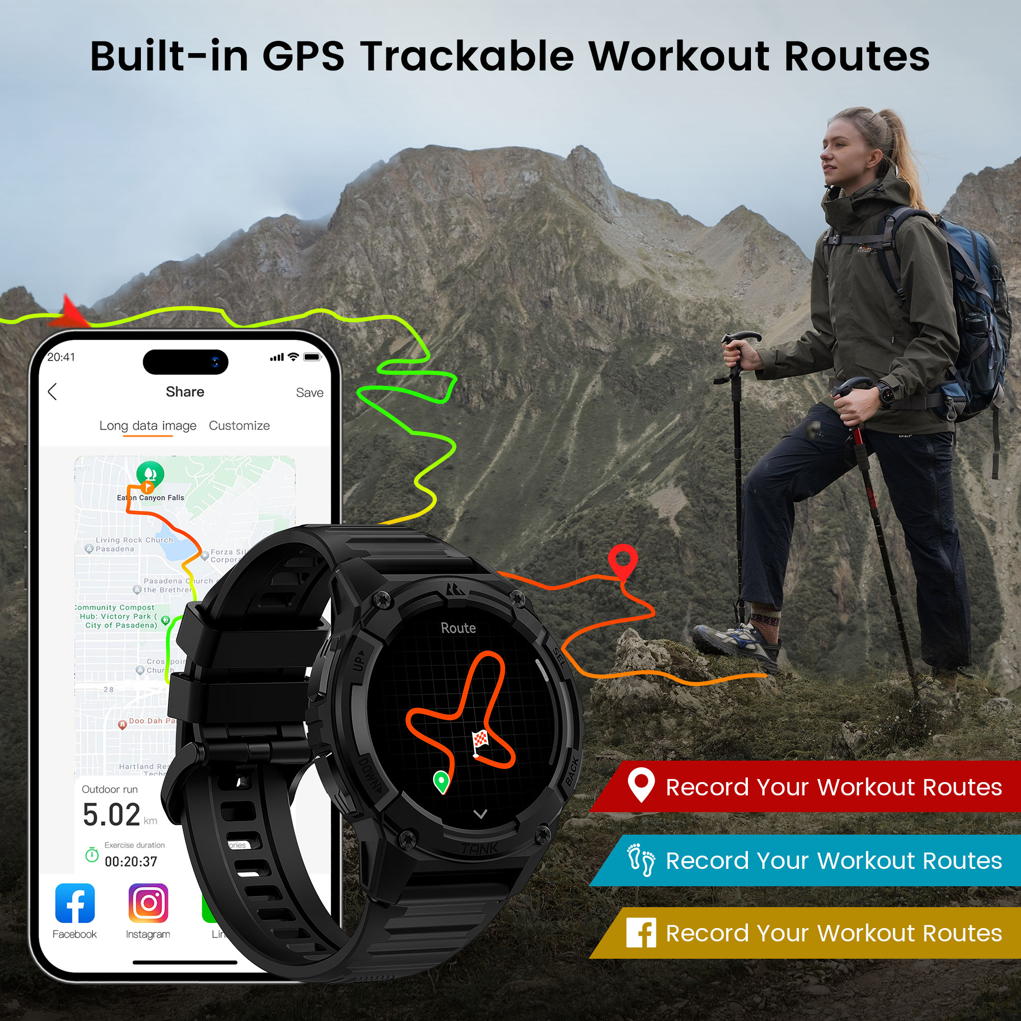 KOSPET TANK S2 GPS Smart Watch - Smartwatch Digital Watches For Women ulasan dan harga