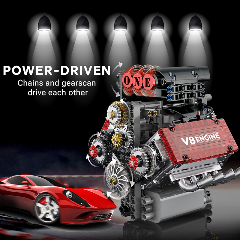Brick V8 Engine Motorized Simu - Watch V8 ulasan dan harga