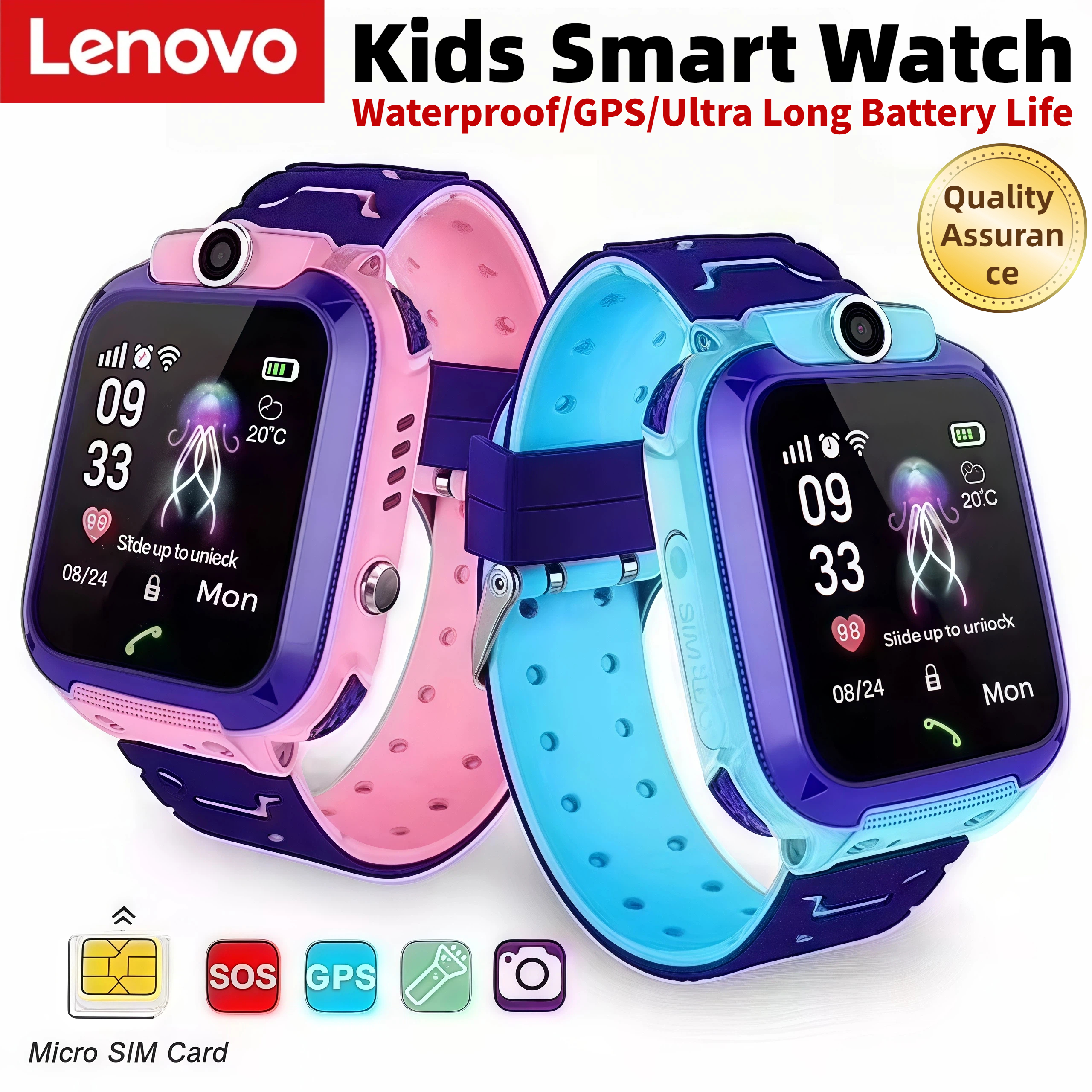 Lenovo Q12 Children's Smart Wa - Smartwatch Watches For Kid Boy With Gps ulasan dan harga