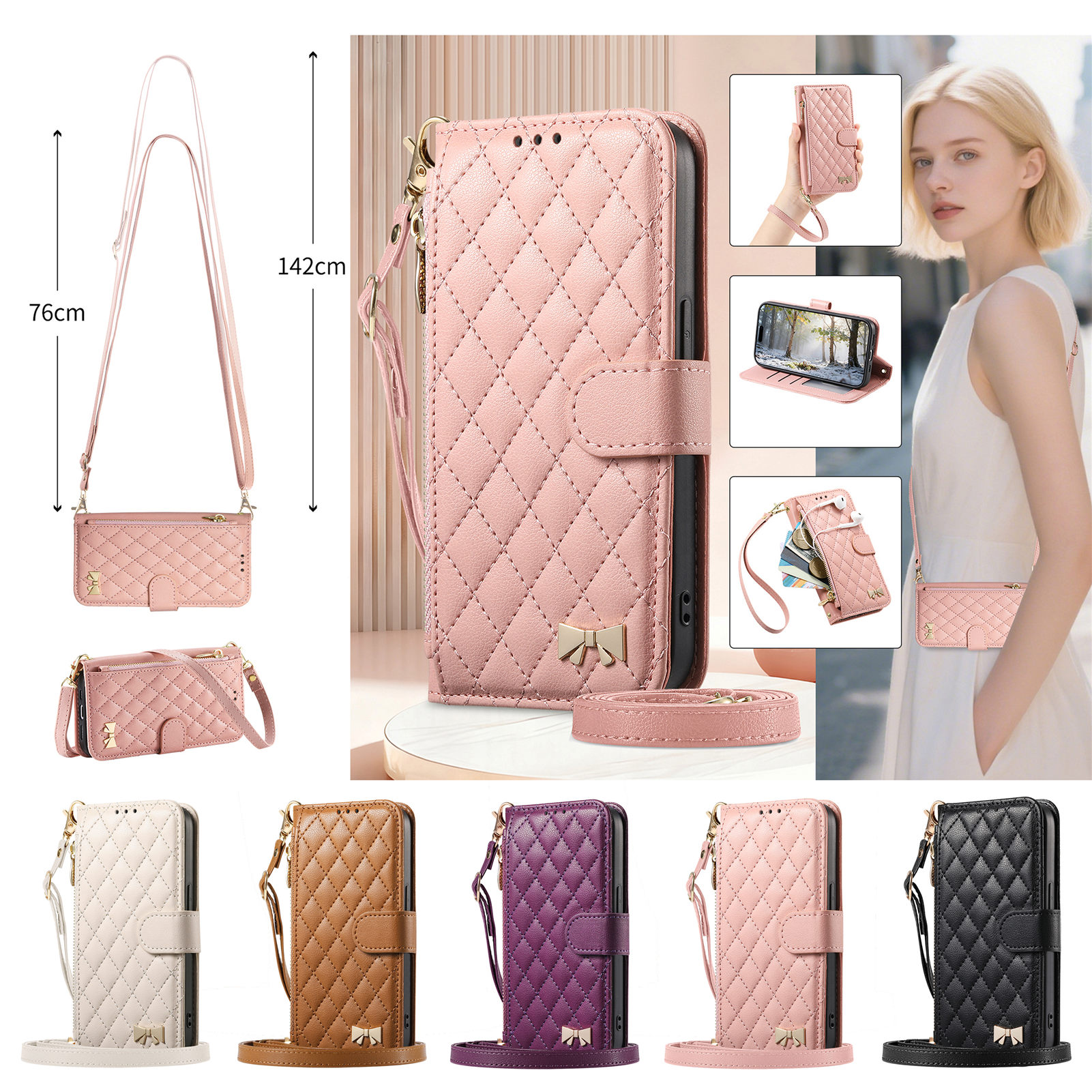 PU Leather Zipper Crossbody Wr - Samsung Galaxy Strap ulasan dan harga