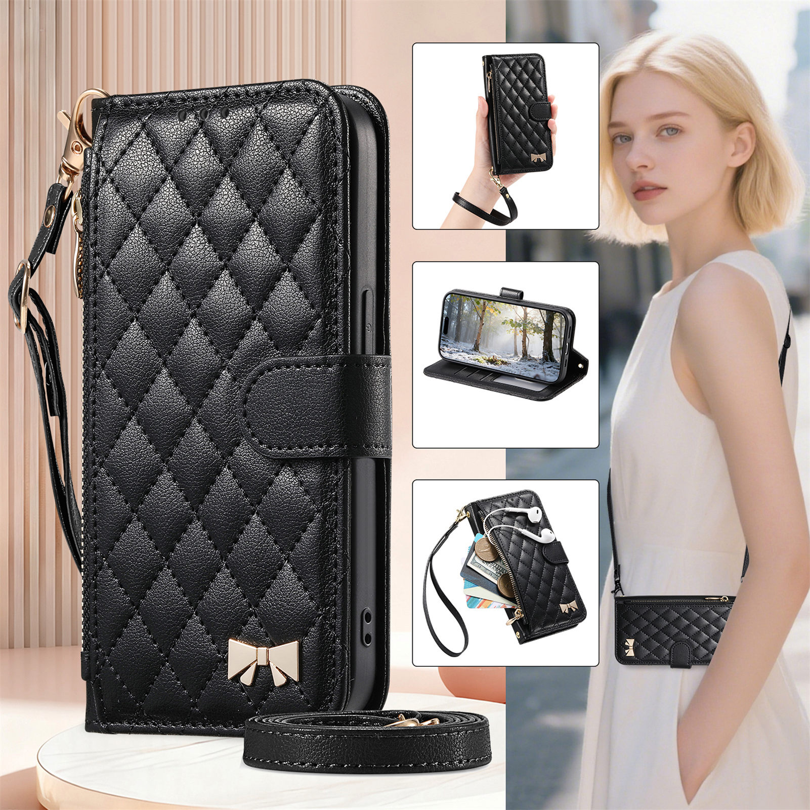 PU Leather Zipper Crossbody Wr - Samsung Galaxy Strap ulasan dan harga
