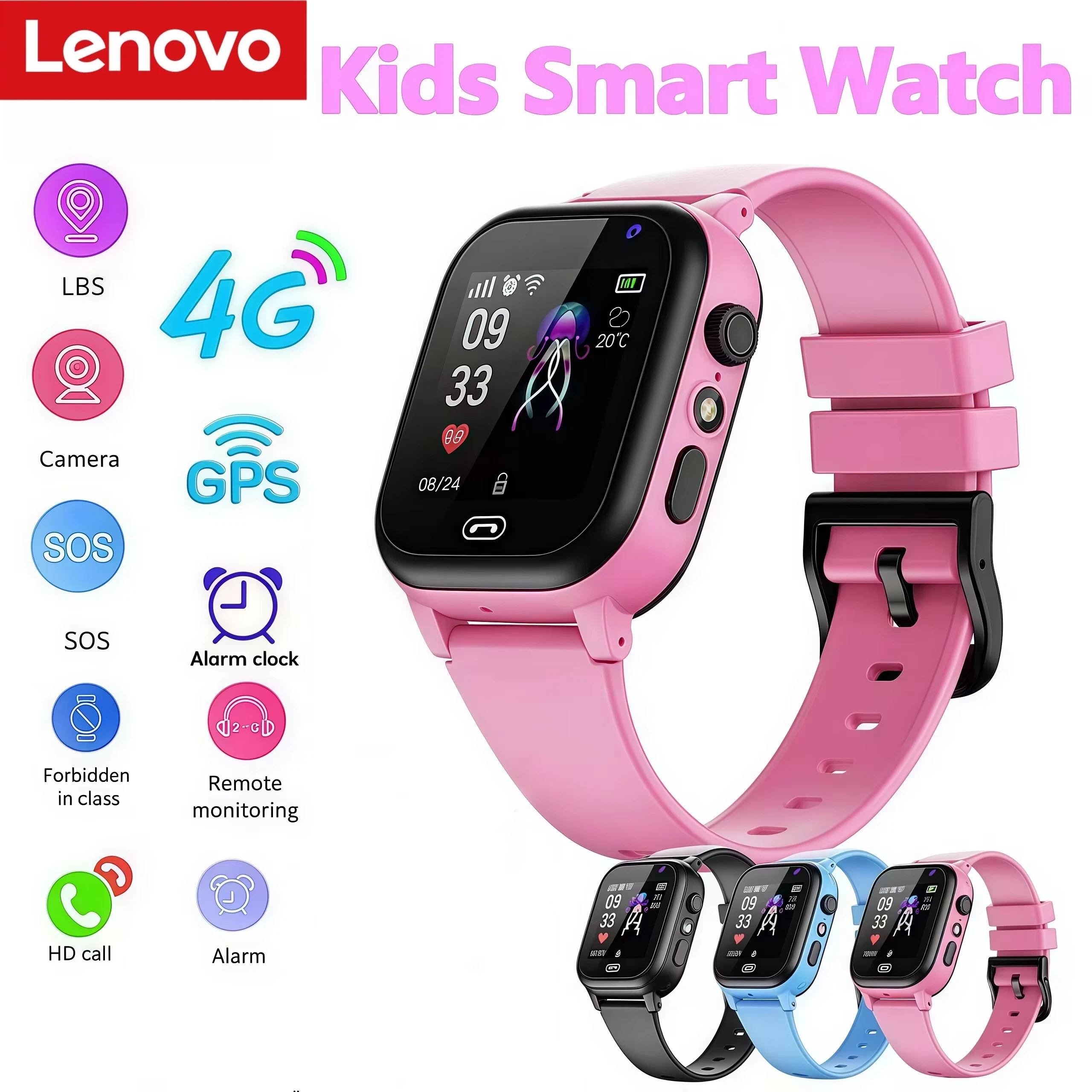 Lenovo Kids Smart Watch SOS Wi - Smartwatch Watches For Kid Boy With Gps ulasan dan harga