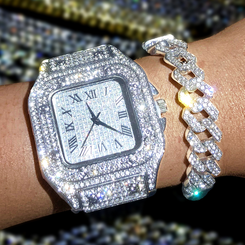 Luxury Moissanite Iced Out Wat - Minimalist Thin Watch ulasan dan harga