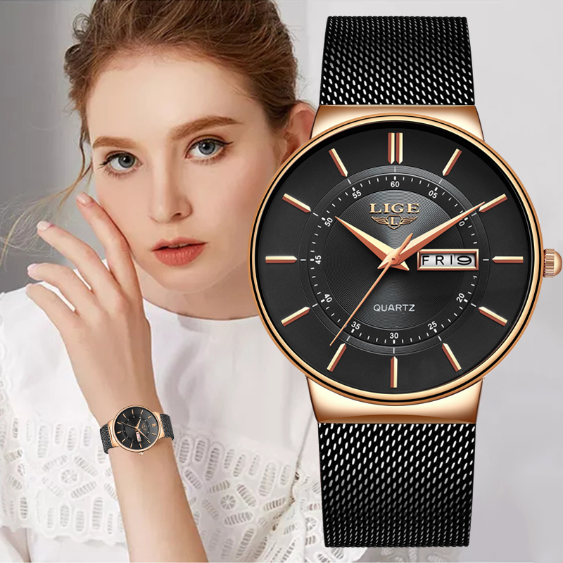 LIGE Women Watches Luxury Bran - Minimalist Thin Watch ulasan dan harga