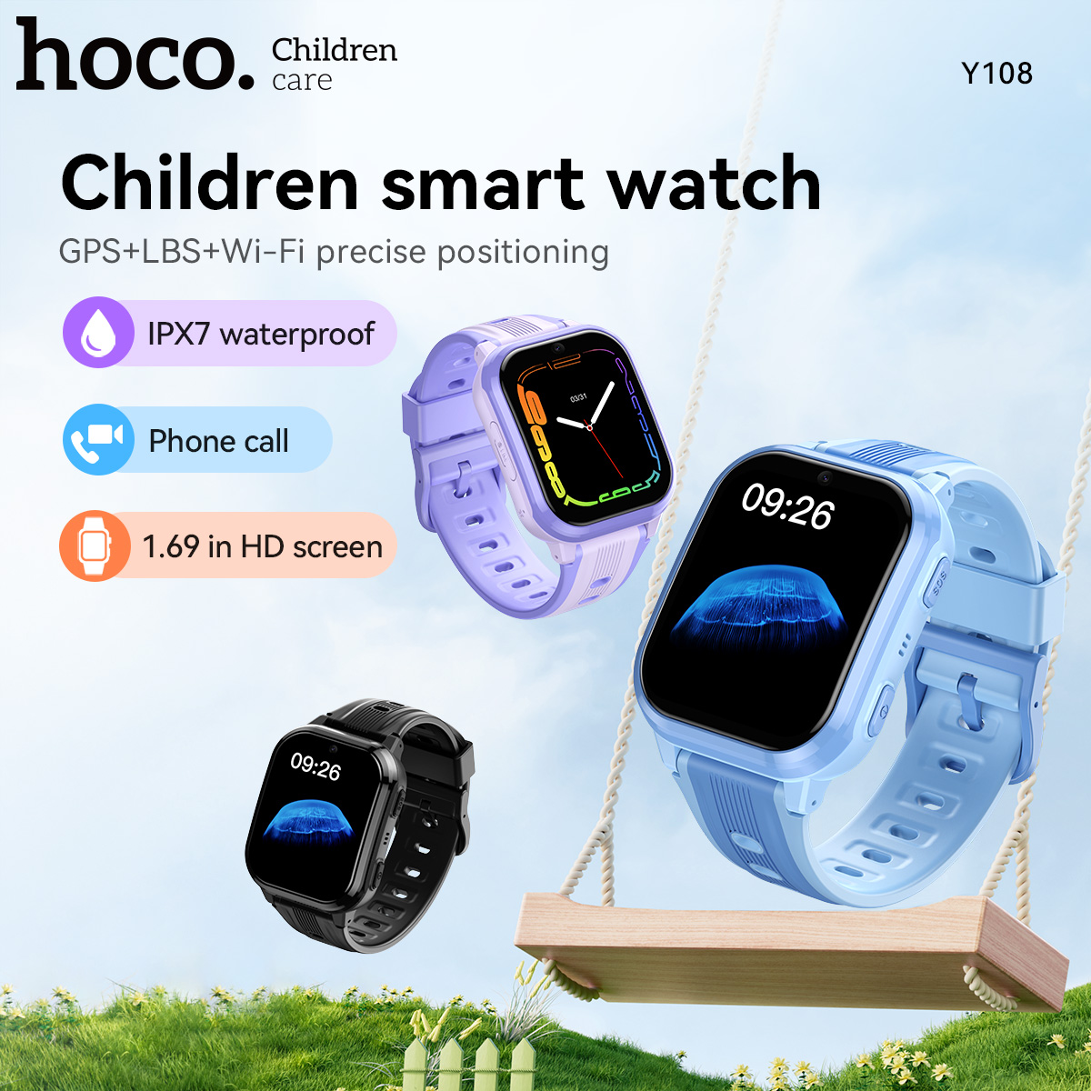 HOCO Y108 1.69inch HD LCD Curv - Smartwatch Watches For Kid Boy With Gps ulasan dan harga