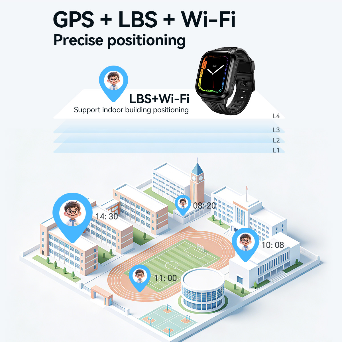 HOCO Y108 1.69inch HD LCD Curv - Smartwatch Watches For Kid Boy With Gps ulasan dan harga