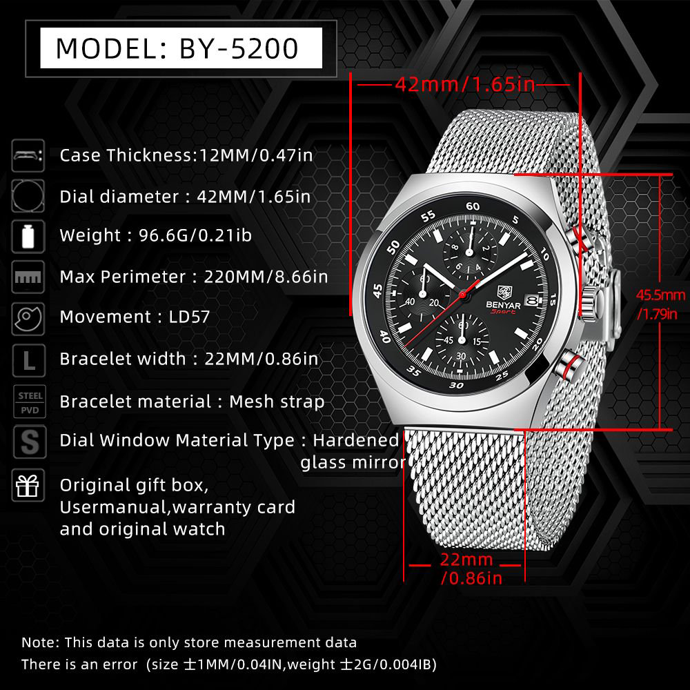 BENYAR Top Luxury Brand Men's  - Mesh Stainless Strap ulasan dan harga